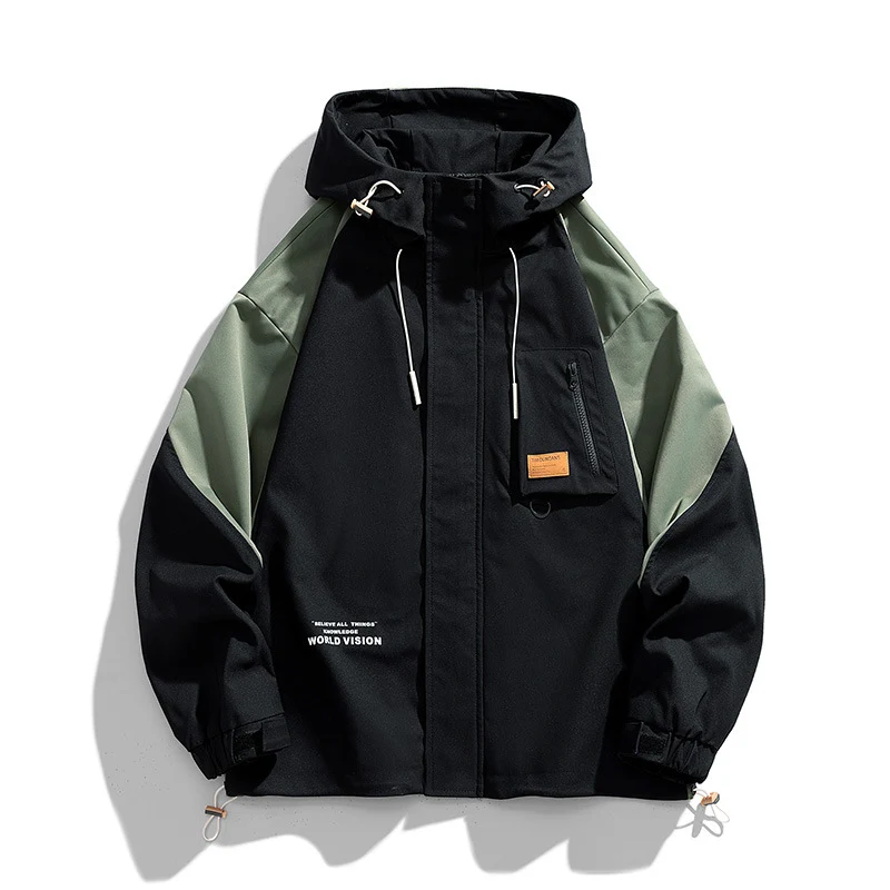 Herren Wasserabweisende Kapuzen-Fieldjacke im Colorblock-Utility-Design mit Brusttasche Nord Taschen