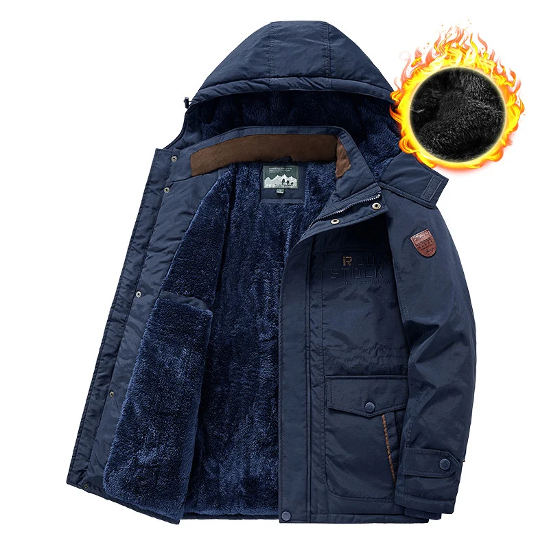Herren wärmender gefütterter Kapuzenparka mit durchgehendem Teddyfleecefutter und Utility‑Taschen Nord Taschen