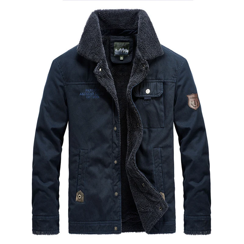 Herren warm gefütterte Canvas-Fieldjacke mit Sherpa-Innenfutter und Utility-Taschen Nord Taschen