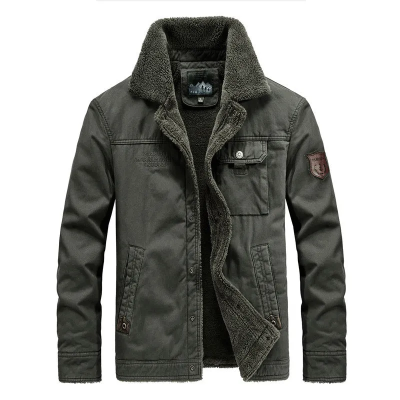 Herren warm gefütterte Canvas-Fieldjacke mit Sherpa-Innenfutter und Utility-Taschen Nord Taschen