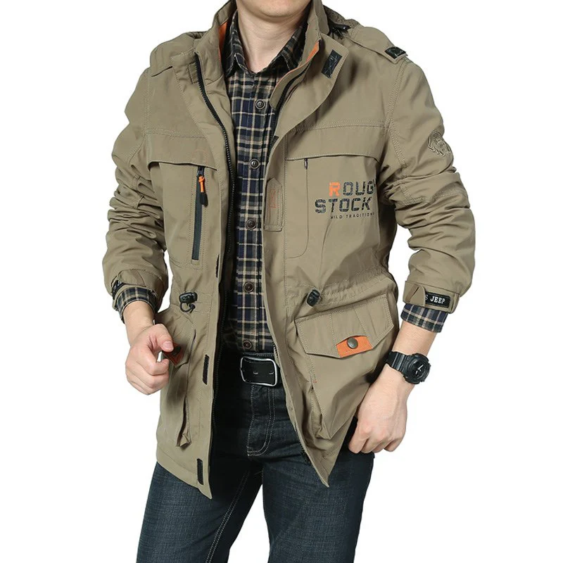 Herren vielseitiger Canvas-Fieldparka mit Kapuze, Multifunktions‑Taschen und robusten Nähten Nord Taschen