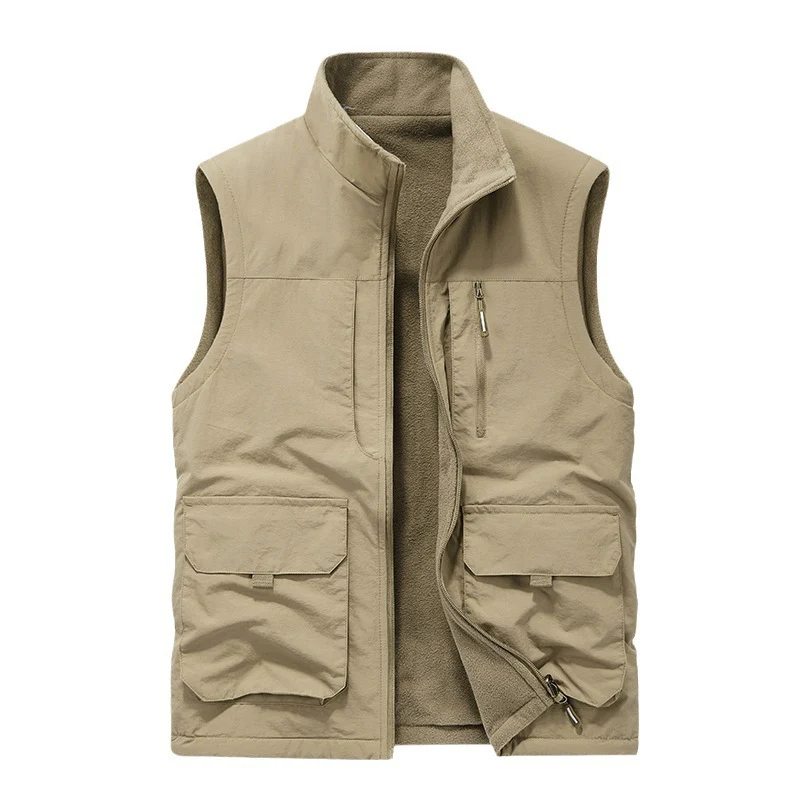 Herren Utility-Weste mit Teddyfleece-Futter, Multifunktionstaschen und hohem Stehkragen Nord Taschen