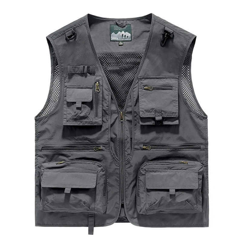 Herren Utility-Weste mit Multifachtaschen, Mesh-Belüftung und Reißverschluss Nord Taschen