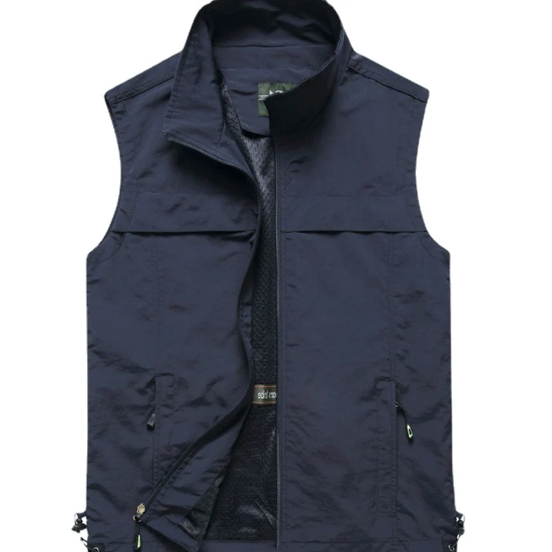 Herren Utility-Weste mit Mesh-Futter, Stehkragen und verstellbarem Kordelabschluss Nord Taschen