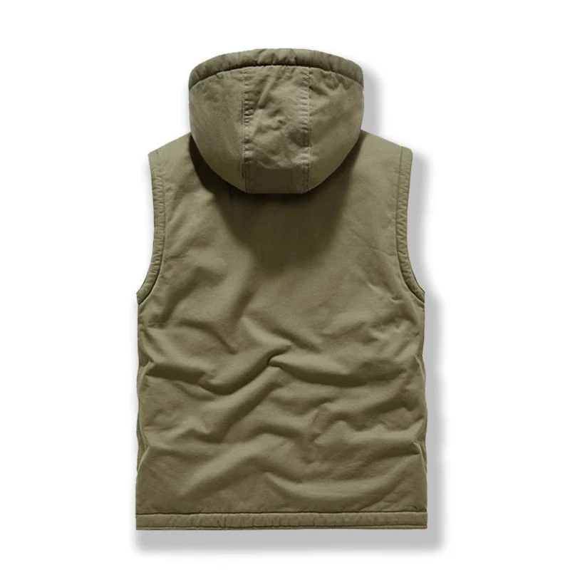 Herren Utility-Weste mit Kapuze, Teddyfutter und Multifunktionstaschen Nord Taschen