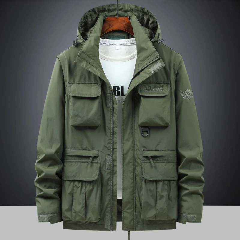Herren Utility-Parka mit Multifach-Taschen, Kapuze und D-Ring Nord Taschen