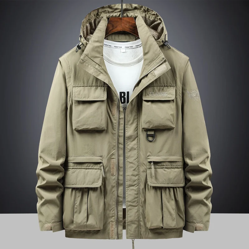 Herren Utility-Parka mit Multifach-Taschen, Kapuze und D-Ring Nord Taschen