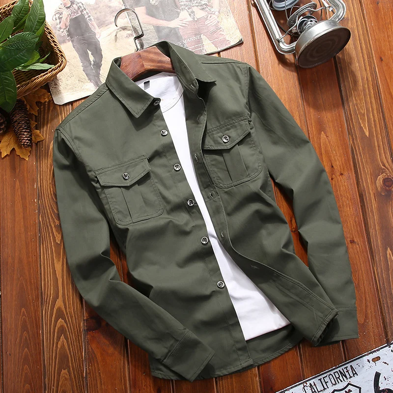 Herren Utility-Overshirt mit Brustpattentaschen und Hemdkragen Nord Taschen