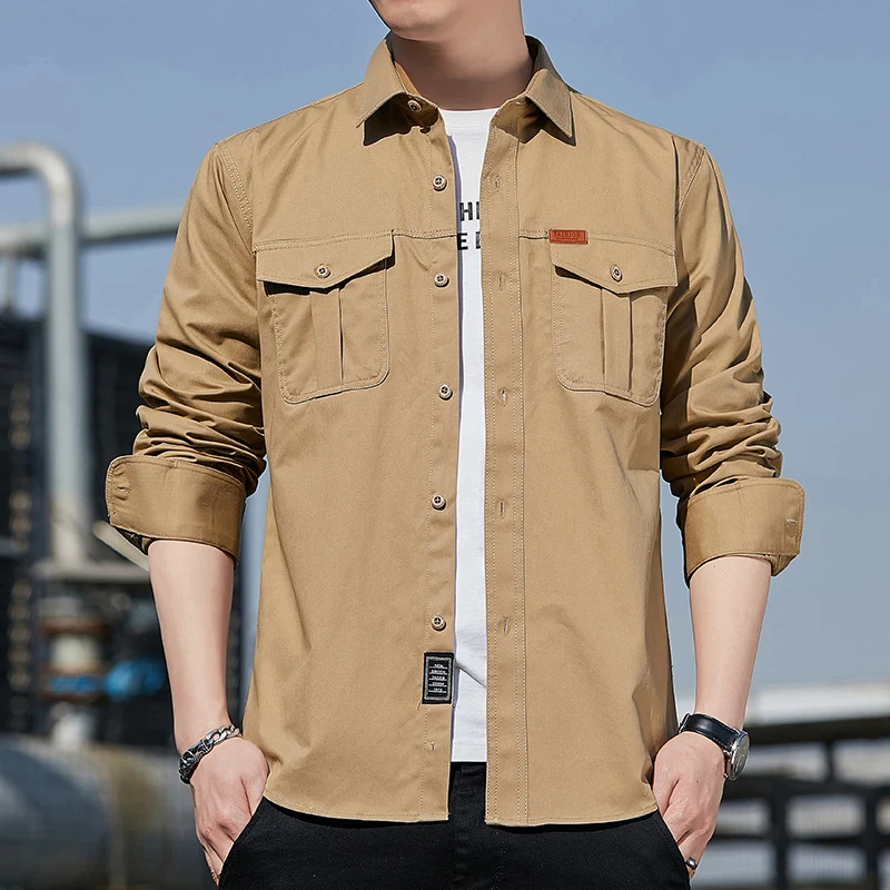 Herren Utility-Overshirt aus Baumwollmix mit Brustpattentaschen und verstärkten Nähten Nord Taschen