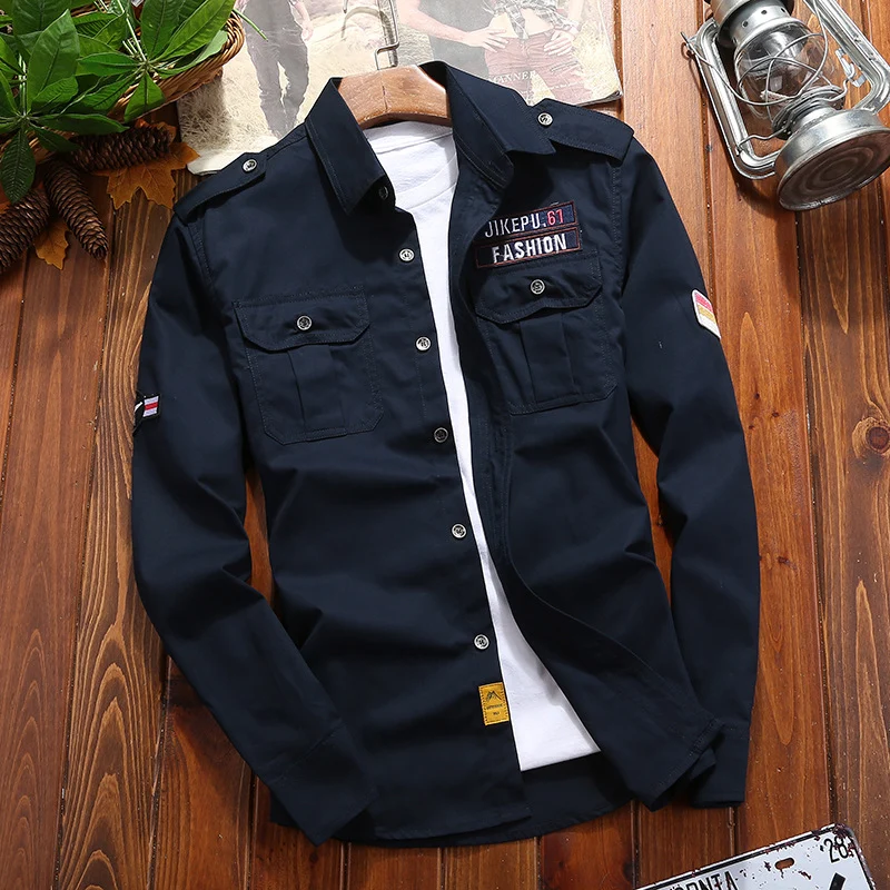 Herren Utility-Hemdjacke mit Schulterpatten, aufgesetzten Brustpattentaschen und Patch‑Applikationen Nord Taschen