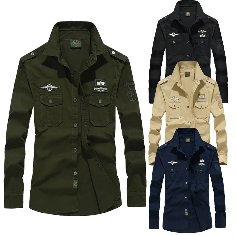 Herren Utility-Hemdjacke mit Schulterklappen, Brustpattentaschen und Badge-Applikationen Nord Taschen