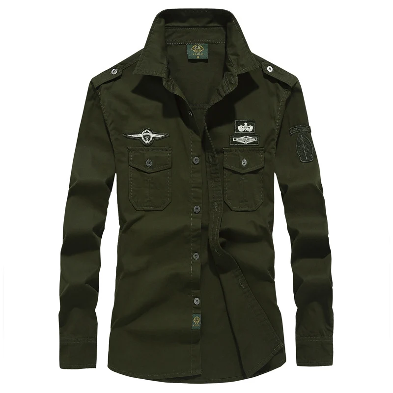 Herren Utility-Hemdjacke mit Schulterklappen, Brustpattentaschen und Badge-Applikationen Nord Taschen
