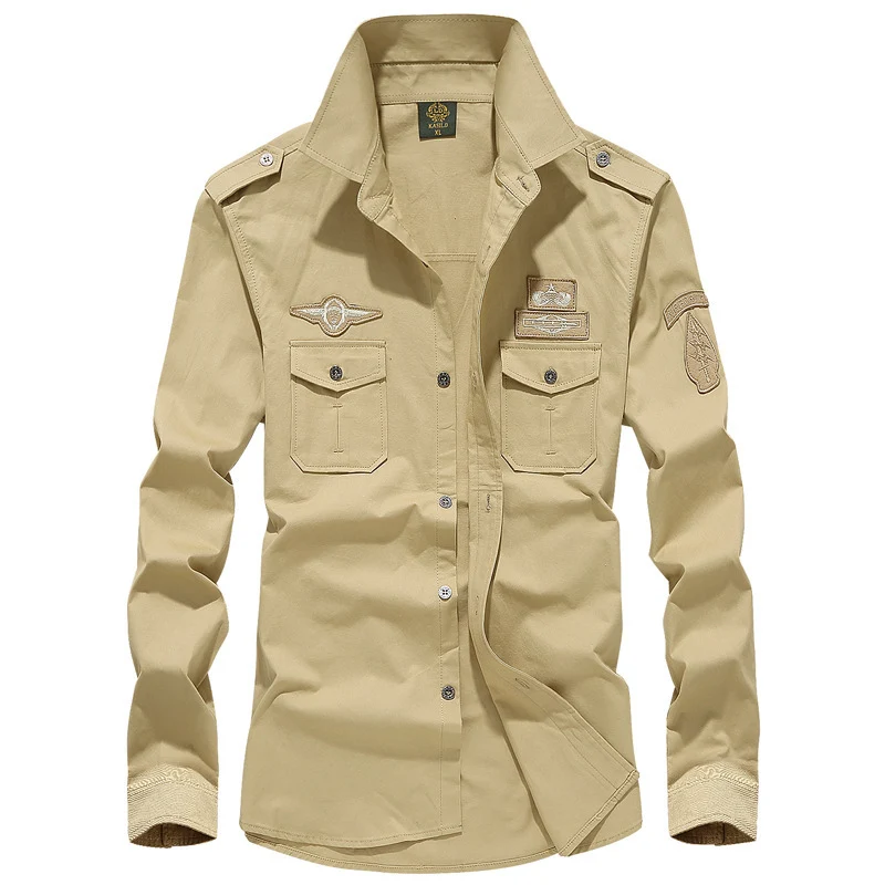 Herren Utility-Hemdjacke mit Schulterklappen, Brustpattentaschen und Badge-Applikationen Nord Taschen