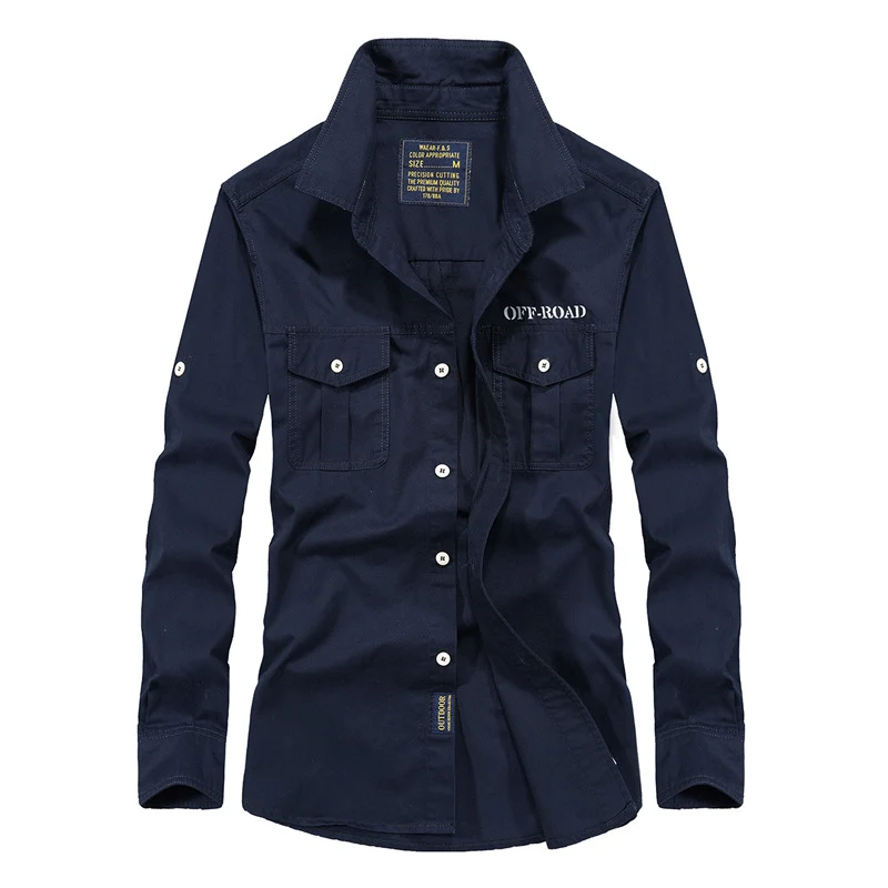 Herren Utility-Hemdjacke aus leichtem Baumwollcanvas mit Rollärmeln und Brustpattentaschen Nord Taschen