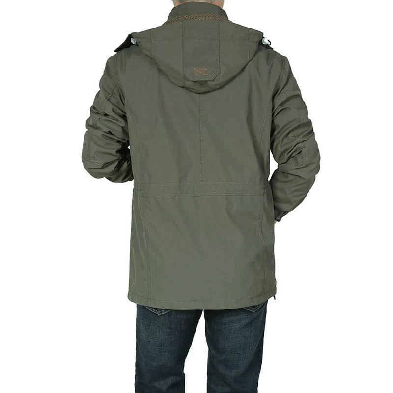 Herren Utility-Fieldjacke mit Kapuze, Multifunktionstaschen und Taillenzug Nord Taschen