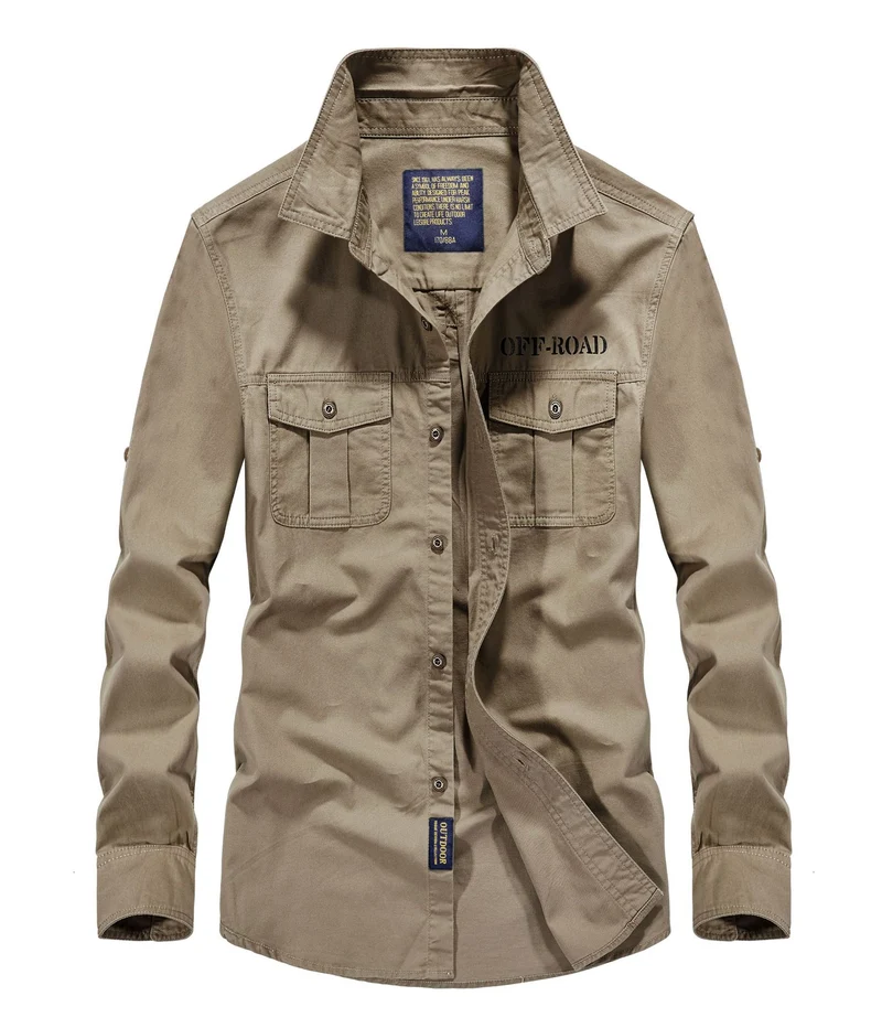 Herren Utility‑Field‑Hemdjacke mit Brustpattentaschen, Rollärmel und robustem Canvas Nord Taschen