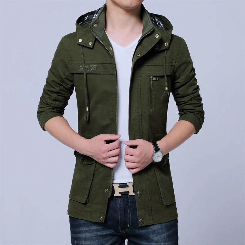 Herren Utility-Canvasjacke mit Kapuze, Reißverschluss-Front und Mehrfachtaschen Nord Taschen