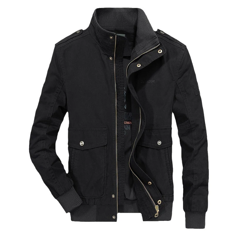Herren Utility-Canvasblouson mit hohem Stehkragen, Schulterpatten und doppelter Frontöffnung Nord Taschen