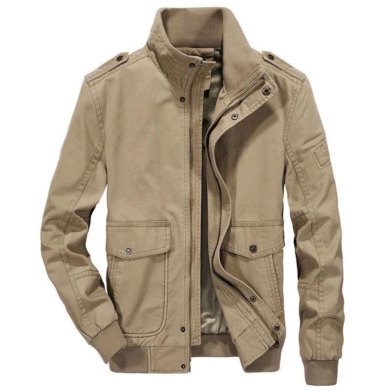 Herren Utility-Canvasblouson mit hohem Stehkragen, Schulterpatten und doppelter Frontöffnung Nord Taschen
