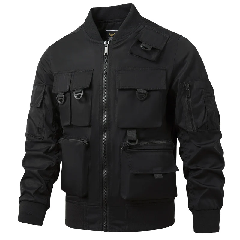 Herren Utility‑Bomberjacke mit multifunktionalem Taschensystem und leichtem Nylonmaterial Nord Taschen