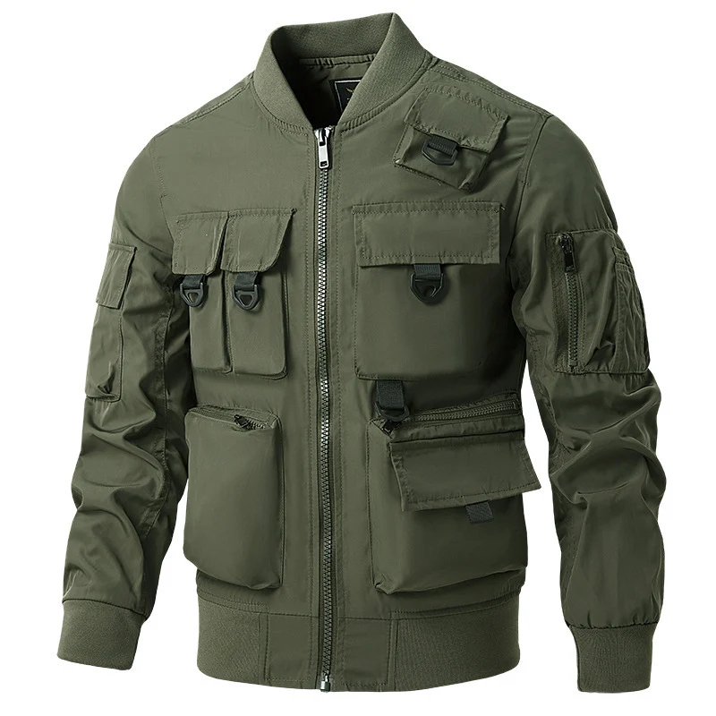 Herren Utility‑Bomberjacke mit multifunktionalem Taschensystem und leichtem Nylonmaterial Nord Taschen