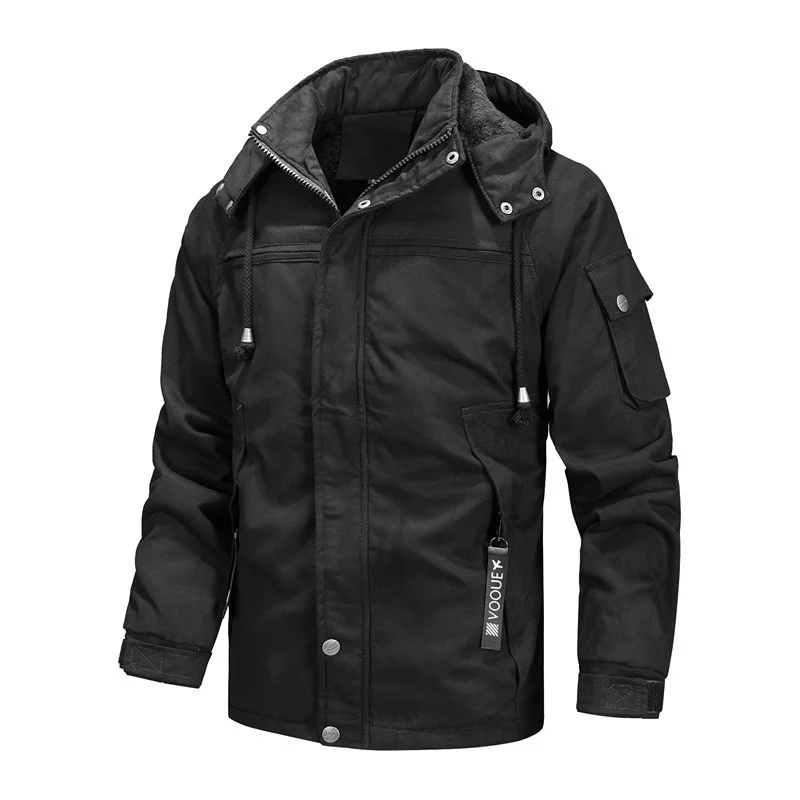 Herren Urbaner Thermo-Canvasparka mit Kapuze, Sherpa-Kragen und Multifunktions-Außentaschen Nord Taschen