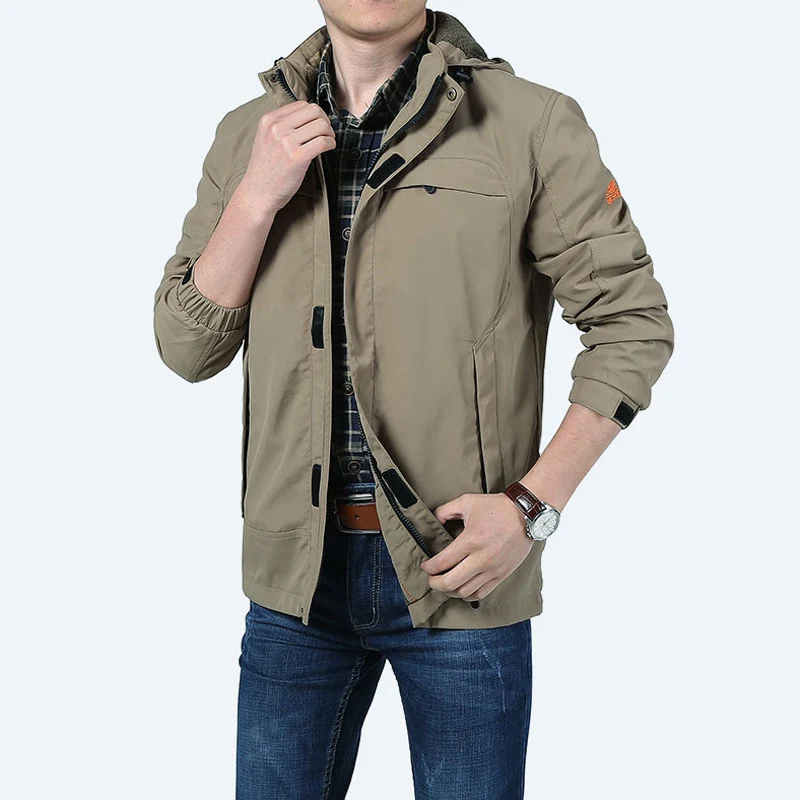 Herren urbaner Fieldparka mit versteckter Kapuze, wasserabweisender Shell und multifunktionalen Außentaschen Nord Taschen