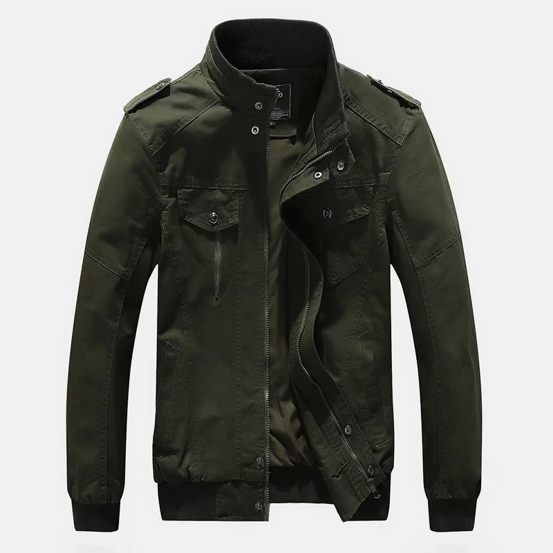 Herren Urbaner Canvas-Pilotblouson mit verstärkten Schultern, Stehkragen und verdecktem Reißverschluss Nord Taschen