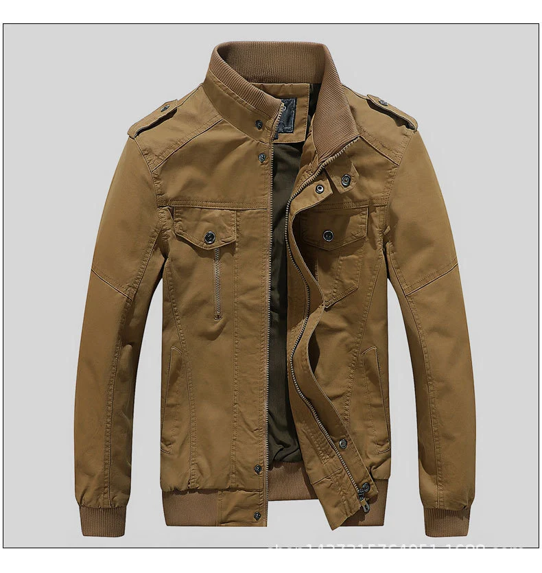 Herren Urbaner Canvas-Pilotblouson mit verstärkten Schultern, Stehkragen und verdecktem Reißverschluss Nord Taschen