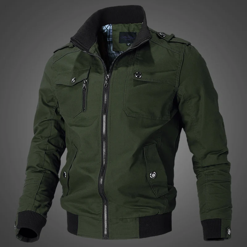 Herren Urbaner Canvas-Flightblouson mit Schulterepauletten, Stehkragen und gerippten Abschlüssen Nord Taschen