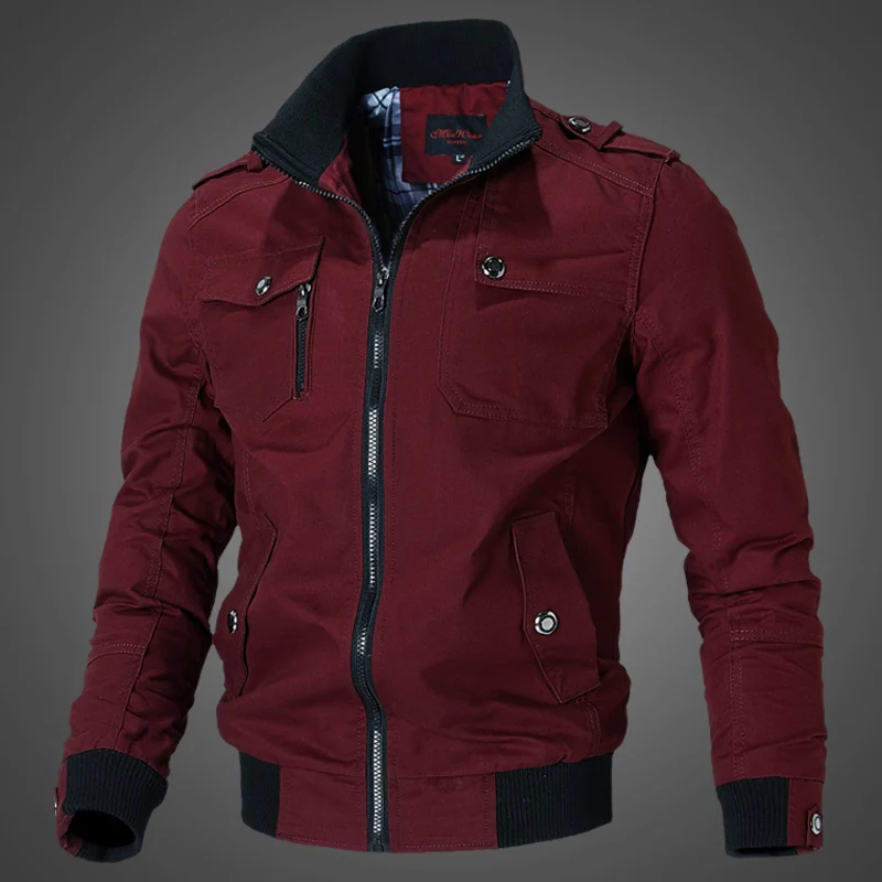 Herren Urbaner Canvas-Flightblouson mit Schulterepauletten, Stehkragen und gerippten Abschlüssen Nord Taschen