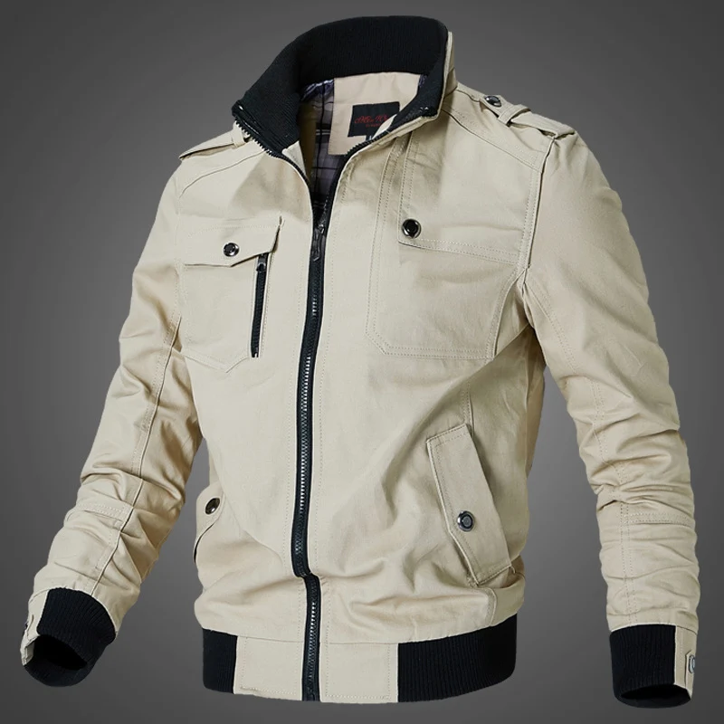 Herren Urbaner Canvas-Flightblouson mit Schulterepauletten, Stehkragen und gerippten Abschlüssen Nord Taschen