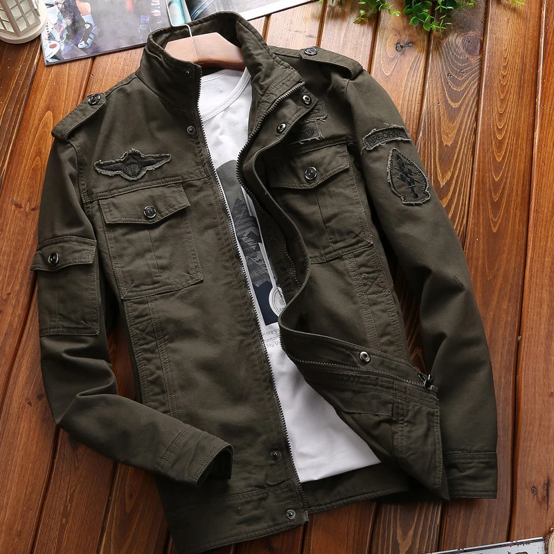 Herren Urbaner Canvas-Combat-Blouson mit verdeckter Zip-Leiste, Pattentaschen und Schulterepauletten Nord Taschen