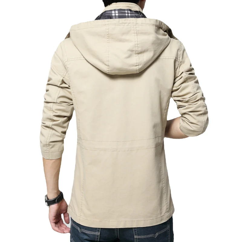 Herren Urbaner Baumwoll-Parka mit Tunnelzug, Brustreißverschluss und geripptem Innenkragen Nord Taschen