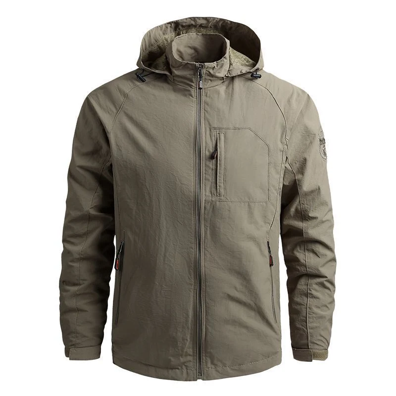 Herren ultraleichte Reisefeldjacke mit Packfunktion, wasserabweisender Außenschicht und verdeckten Multifunktionstaschen Nord Taschen
