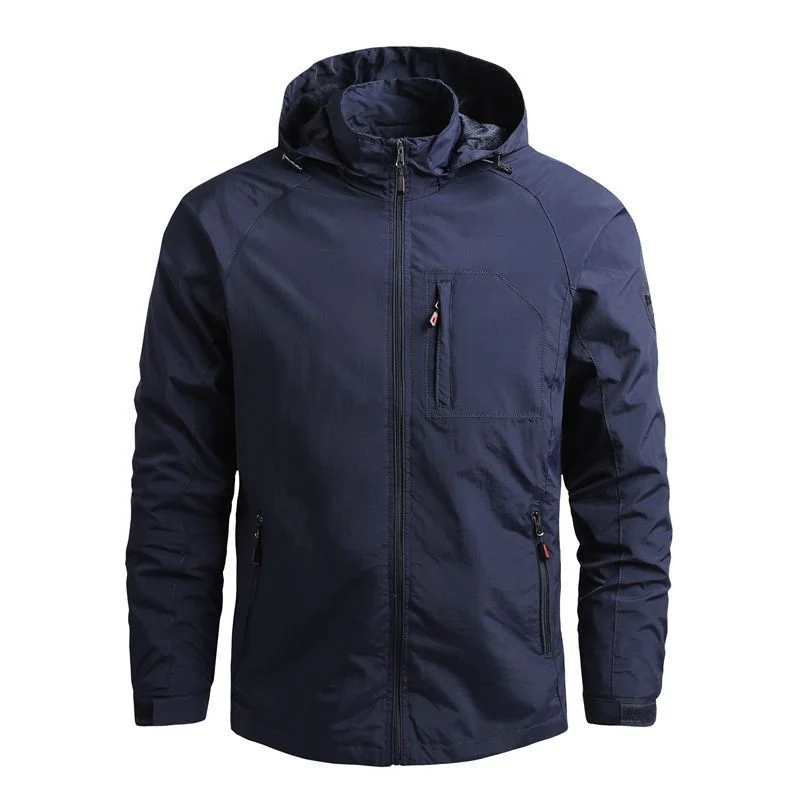 Herren ultraleichte Reisefeldjacke mit Packfunktion, wasserabweisender Außenschicht und verdeckten Multifunktionstaschen Nord Taschen
