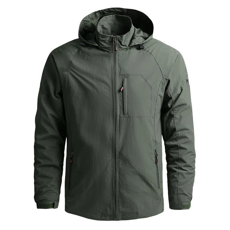 Herren ultraleichte Reisefeldjacke mit Packfunktion, wasserabweisender Außenschicht und verdeckten Multifunktionstaschen Nord Taschen