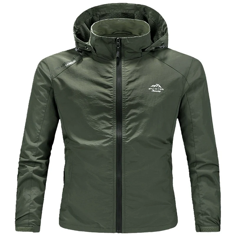 Herren Ultraleichte packbare Outdoorjacke mit hohem Kragen, Kapuze und atmungsaktivem Meshfutter Nord Taschen