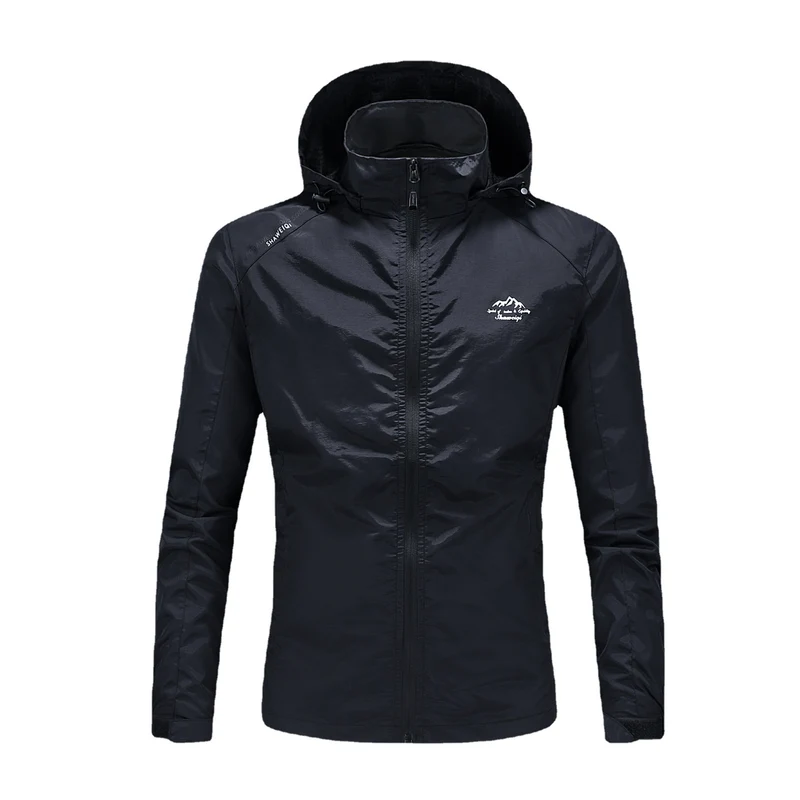 Herren Ultraleichte packbare Outdoorjacke mit hohem Kragen, Kapuze und atmungsaktivem Meshfutter Nord Taschen