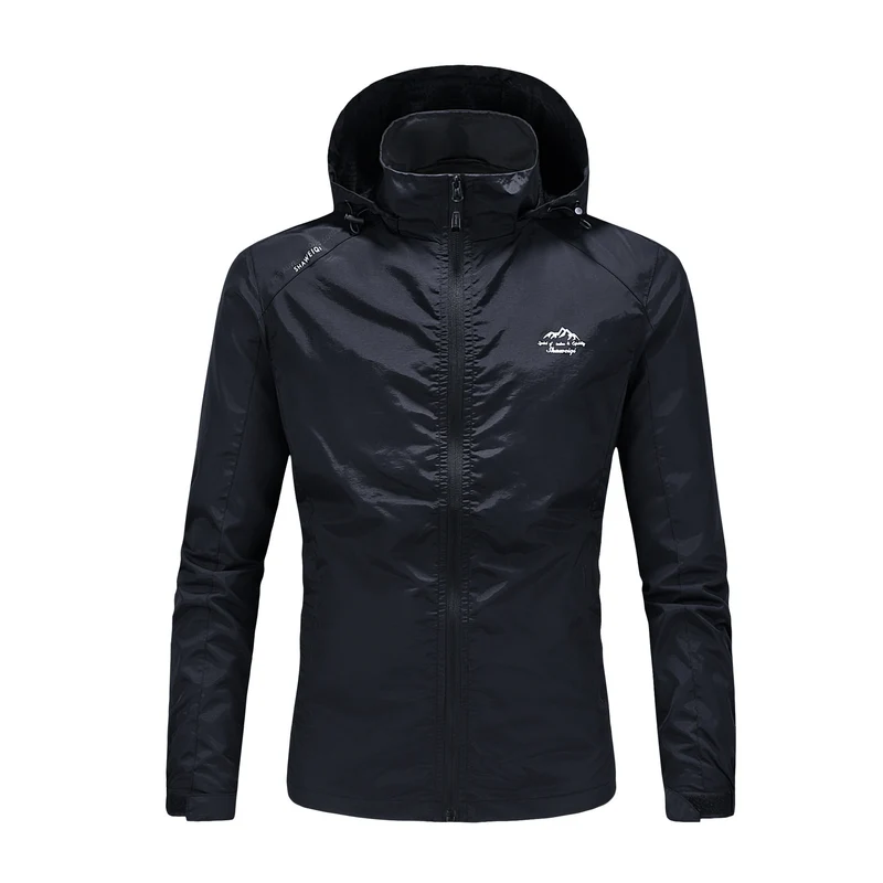 Herren Ultraleichte packbare Outdoorjacke mit hohem Kragen, Kapuze und atmungsaktivem Meshfutter Nord Taschen