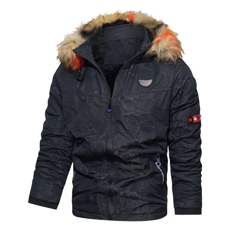 Herren Thermoisolierter Parka im Utility‑Stil mit Kunstfellkapuze und wattierter Innenlage Nord Taschen