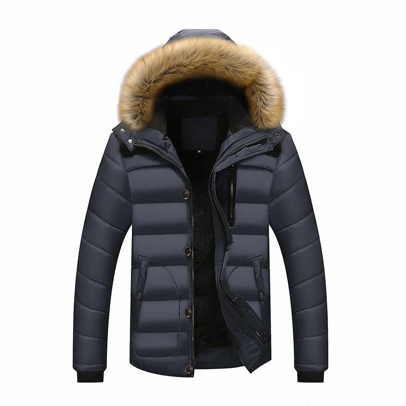 Herren Thermo-Steppparka mit Kapuze, Kunstfellbesatz und Fleece-Innenfutter Nord Taschen