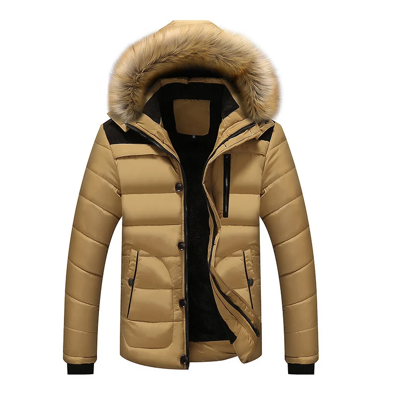 Herren Thermo-Steppparka mit Kapuze, Kunstfellbesatz und Fleece-Innenfutter Nord Taschen