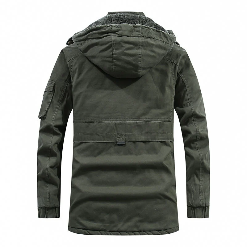 Herren Thermo-Parka aus robustem Canvas mit Teddyfleece-Innenfutter, Kapuze und Ärmeltasche Nord Taschen