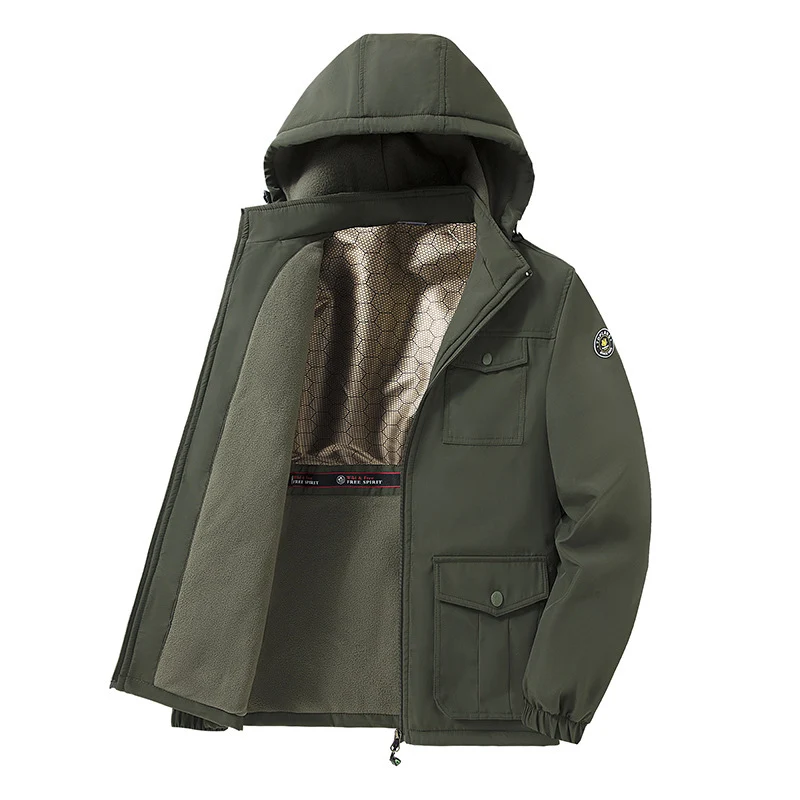Herren Thermo-Fieldparka mit Fleece-Innenfutter, reflektierender Wärmeschicht und Kapuze Nord Taschen