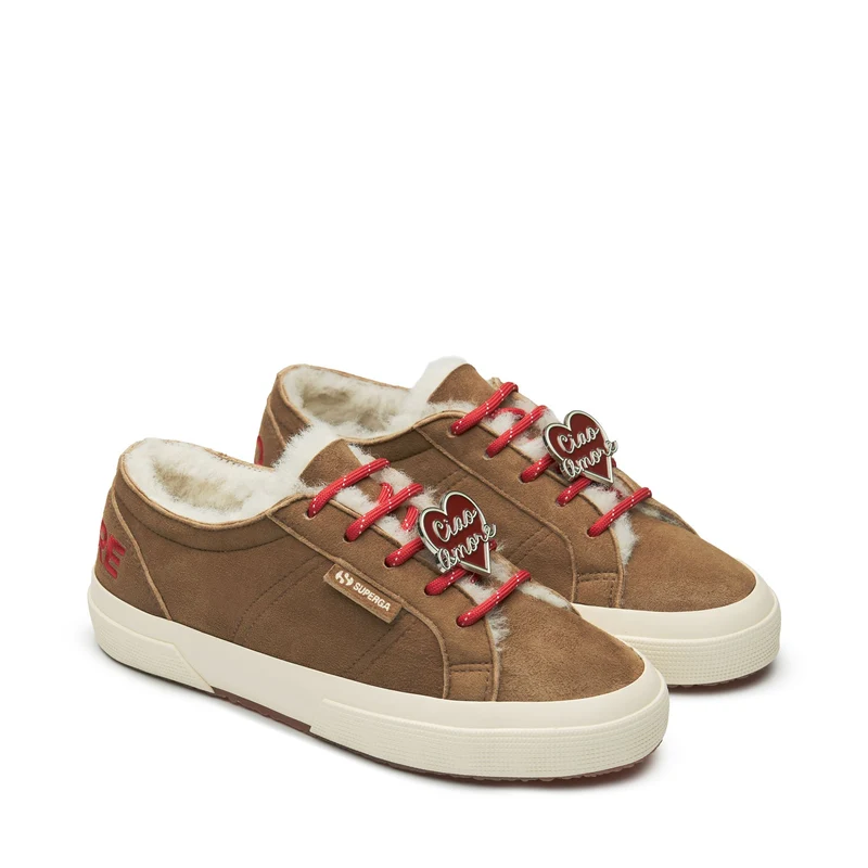 2750 SHEARLING - Le Superga - Low Cut - Woman - Brown Curcuma-FOff White