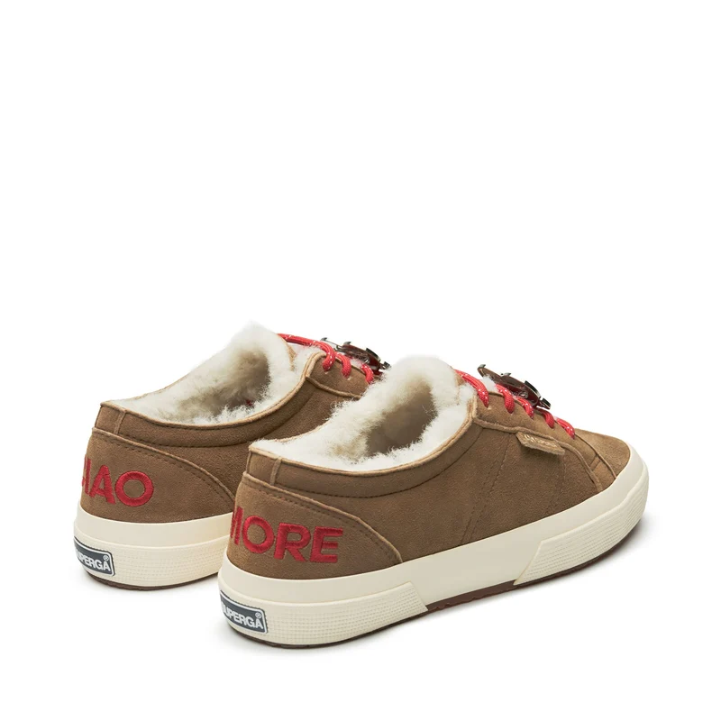 2750 SHEARLING - Le Superga - Low Cut - Woman - Brown Curcuma-FOff White