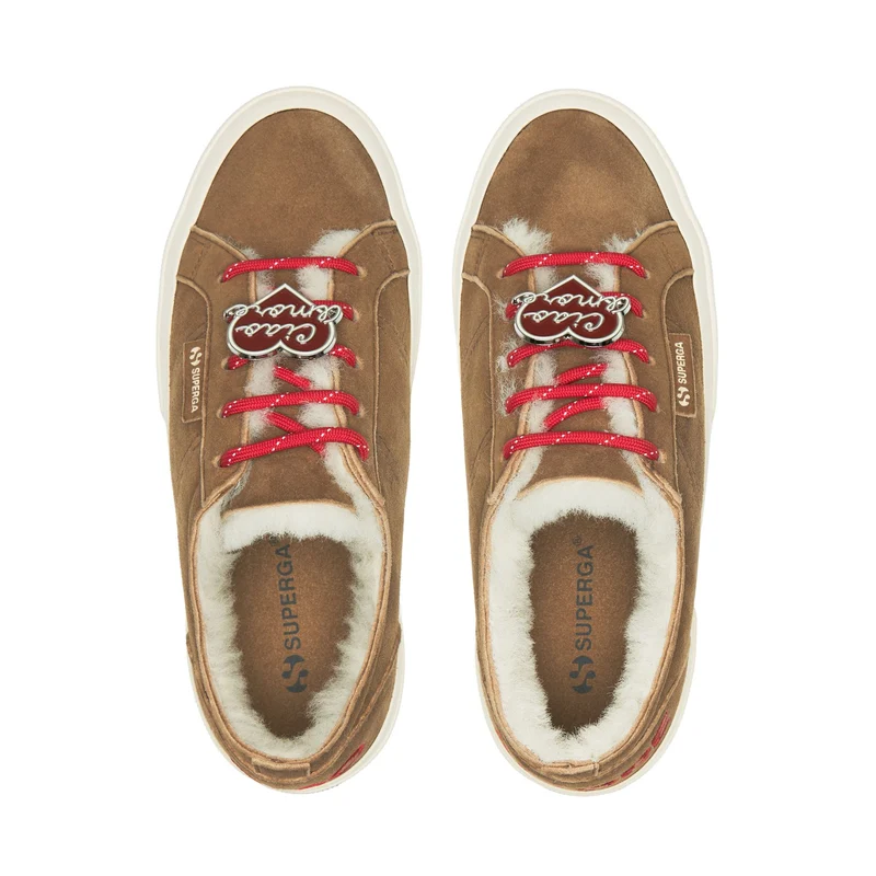 2750 SHEARLING - Le Superga - Low Cut - Woman - Brown Curcuma-FOff White