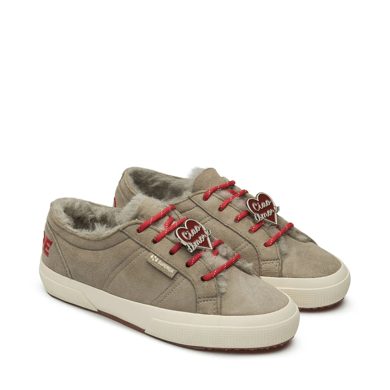 2750 SHEARLING - Le Superga - Low Cut - Woman - Grey Glacier-FOff White