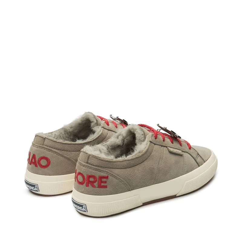 2750 SHEARLING - Le Superga - Low Cut - Woman - Grey Glacier-FOff White